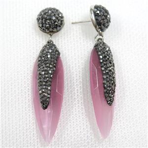 pink glass crystal earring paved rhinestone, approx 13-40mm