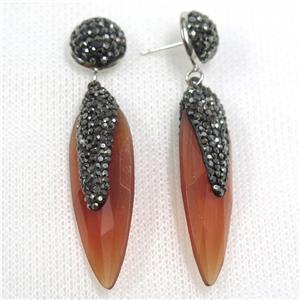 orange glass crystal earring paved rhinestone, approx 13-40mm