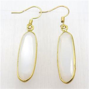 white agate hook Earring, gold plated, approx 10-30mm