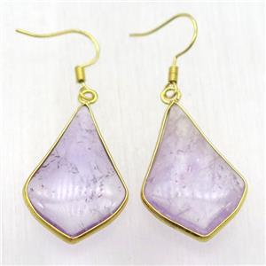 amethyst teardrop Hook Earring, gold plated, approx 20-32mm