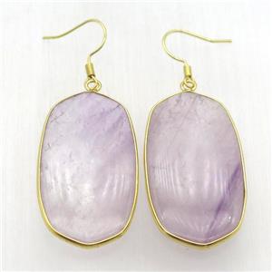 purple Amethyst oval Hook Earring, gold plated, approx 22-45mm