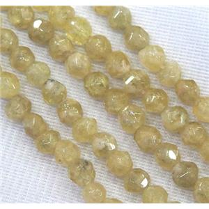 natural Yellow Garnet Beads, faceted freeform, approx 4mm dia