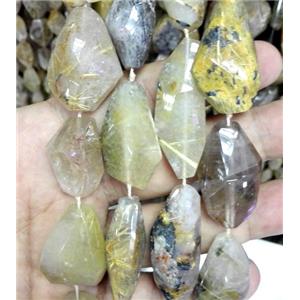 golden rutilated quartz beads, freeform, approx 14-22mm