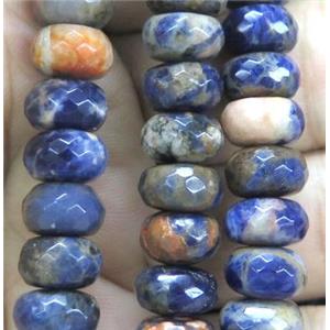 orange Sodalite Beads, faceted rondelle, blue, approx 5x10mm