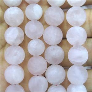 matte rose quartz beads, round, approx 8mm dia