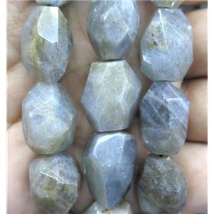 Labradorite beads, faceted freeform, approx 12-20mm