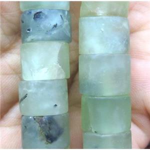 matte prehnite bead, heishi, green, approx 14-16mm dia