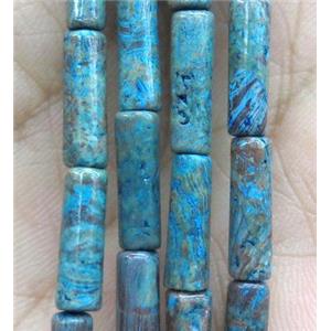 blue Oak Jasper tube beads, approx 4x13mm