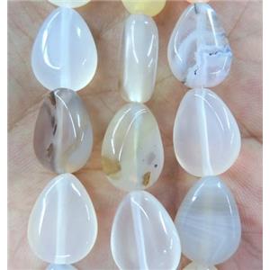 natural Heihua Agate bead, flat teardrop, approx 12x16mm