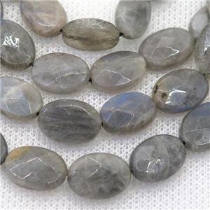 Labradorite bead, faceted oval, approx 12x16mm