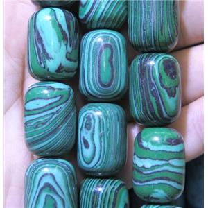 Synthetic Malachite Beads Green Barrel, approx 15x21mm