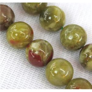 round Green Serpentine Jasper Beads, approx 8mm dia