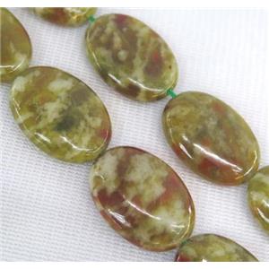 Green Serpentine Jasper Beads, oval, approx 30x40mm