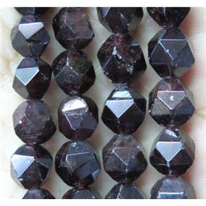 natural Garnet beads cut round darkred, approx 12mm dia