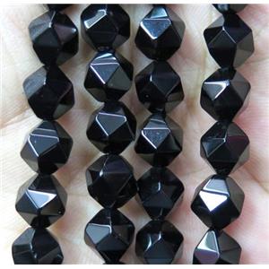 black onyx agate beads cut round, approx 10mm dia