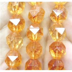 natural Citrine beads cut round golden dye, approx 6mm dia