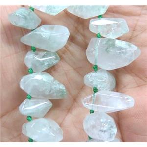 green quartz beads, freeform, approx 10-16mm