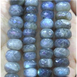 Labradorite bead, faceted rondelle, approx 8mm dia