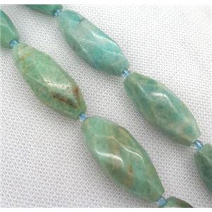 green Amazonite beads, faceted rice, approx 15-40mm