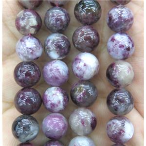 Natural Plum Blossom Tourmaline Beads Smooth Round, approx 6mm dia