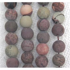 round matte Chinese Chohua Jasper Beads, red, approx 8mm dia