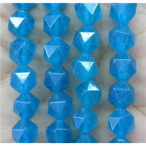 natural Amazonite beads cut round blue dye, approx 10mm dia