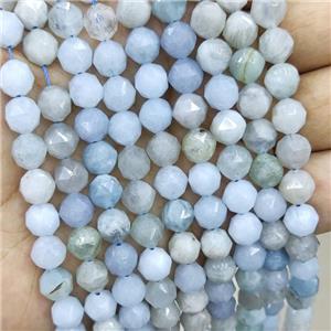 natural Aquamarine beads cut round, approx 6mm dia