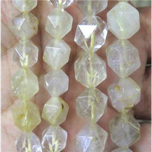 gold Rutilated Quartz beads cut round, approx 12mm dia