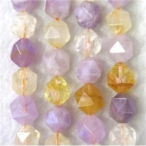 Amethyst citrine beads cut round, approx 8mm dia