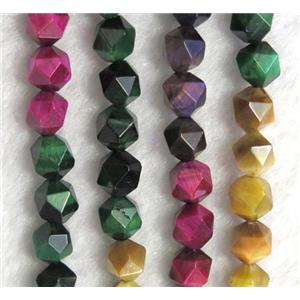 tiger eye stone beads cut round mix color, approx 6mm dia