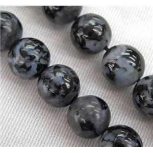 Natural Black Indigo Gabro Beads Smooth Round, approx 12mm dia