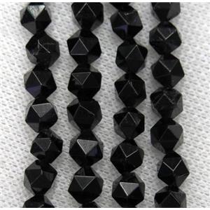 natural black tourmaline beads cut round, approx 12mm dia