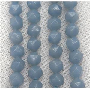 natural blue Angelite beads cut round, approx 12mm dia