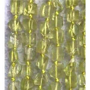 Lemon Quartz chip beads, nugget, yellow, approx 6-9mm