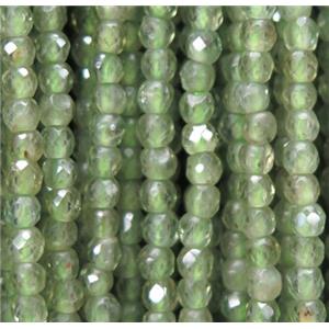 tiny green Peridot beads, faceted round, approx 3mm dia