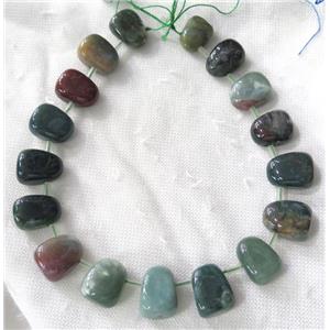 Indian Agate collar beads, teardrop, top-drilled, green, approx 15-26mm