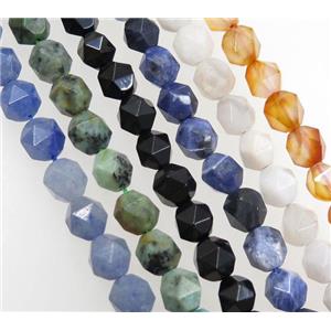 Mix Gemstone Beads Cutted Round, approx 10mm dia