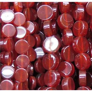 red Agate beads, flat round, approx 12mm dia