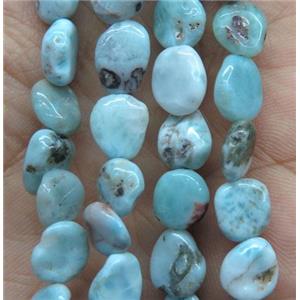 blue Larimar chip beads, freeform, approx 6-10mm