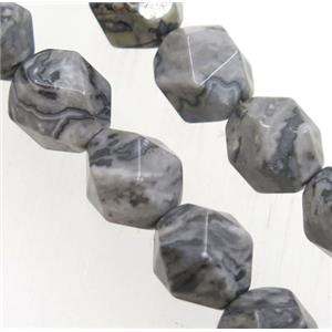 Gray Map Jasper Beads Cut Round, approx 8mm dia