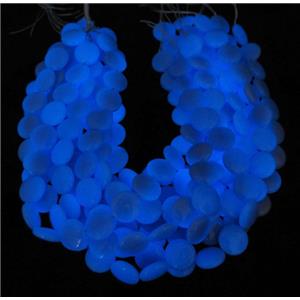 blue GlowStone beads, flatround, approx 12mm dia