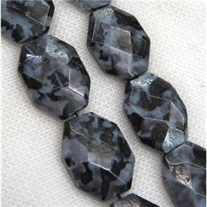 black Indigo Gabro slice beads, faceted freeform, approx 18x25mm