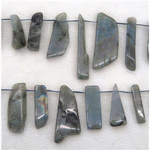 Labradorite stick beads, topdrilled, approx 20-40mm