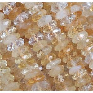 faceted Citrine rondelle beads, yellow, approx 4.5x12mm