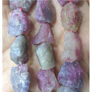 pink Tourmaline nugget chip beads, freeform, rough, approx 10-18mm