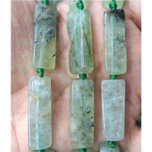 green prehnite cuboid beads, approx 10x30mm