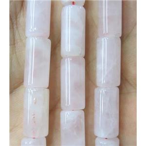 Rose Quartz tube beads, pink, approx 8x16mm