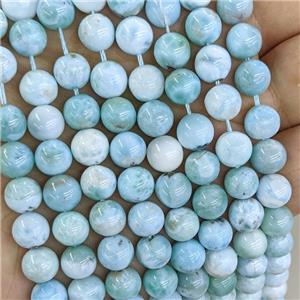 natural Larimar beads, round, blue, AAA-grade, approx 10mm dia