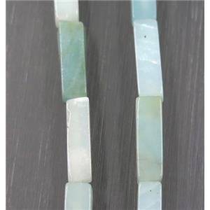 Amazonite cuboid beads, blue dye, approx 4x4x13mm