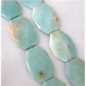 Amazonite slice beads, faceted freeform, approx 25x35mm